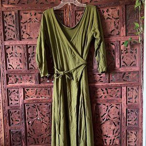 Gaia Conceptions Flip Wrap Simplicity 3/4 Dress - Green